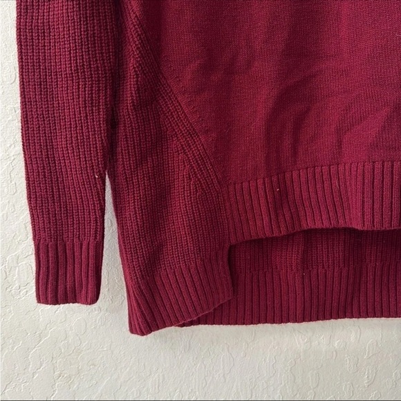 Hatch Baseball Sweater Burgundy Red Ribbed Knit High Low Crew Neck Pullover XS - Picture 6 of 9